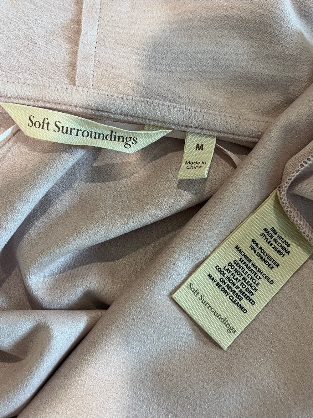 Soft Surroundings Pink Jacket Sweater Draped Open Cottage Boho Suede Medium - Picture 3 of 8